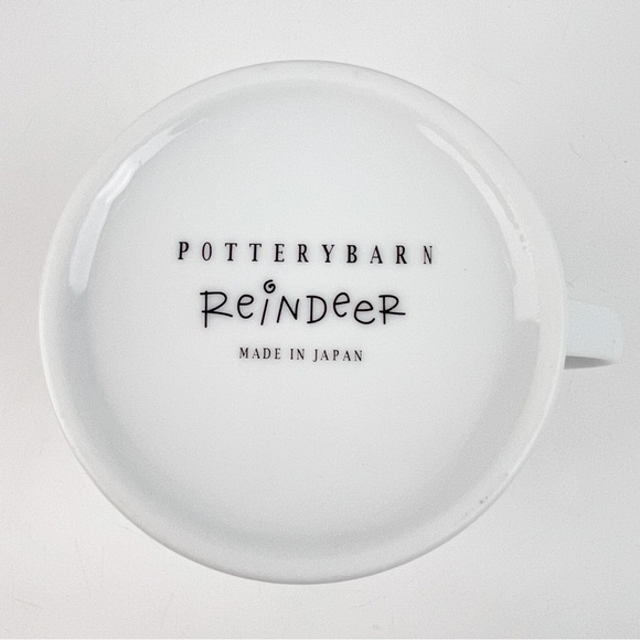 Vtg Pottery Barn Reindeer Donner Christmas Coffee Tea Mug Cup Silver Rim Japan - Picture 4 of 9